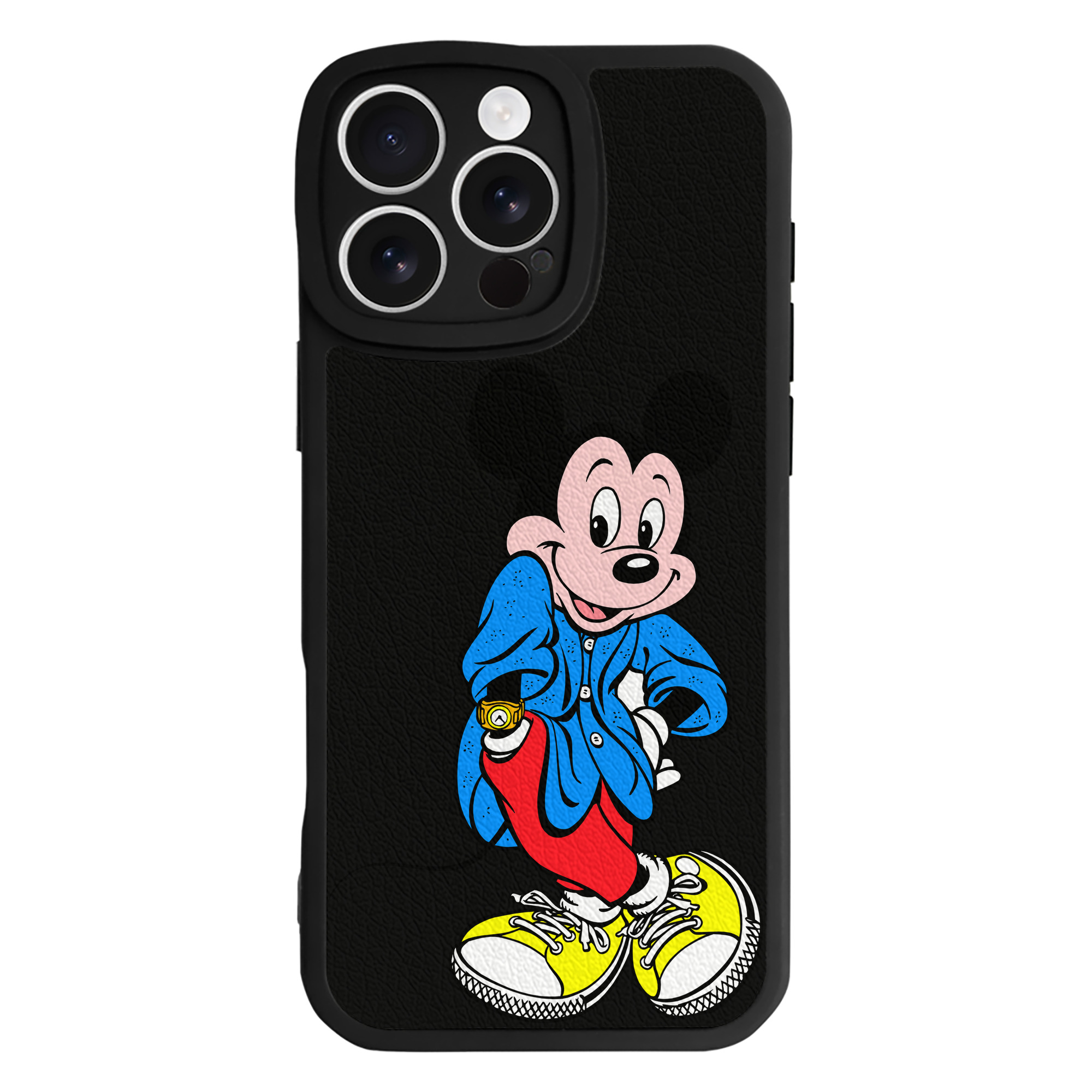（画像用） ミッキーマウス Mickey Mouse 【iPhone 16シリーズ対応】シリコンスマホケース（レザー調） 材質：シリコン